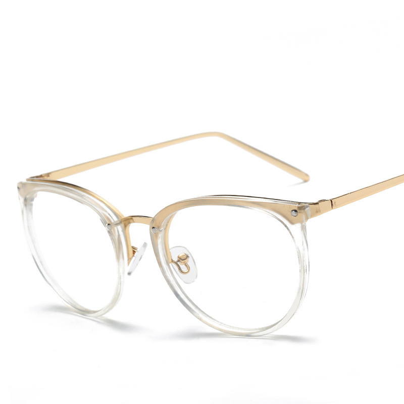 Gold wire round glasses frame female retro flat glasses eye frame frame - Image 6