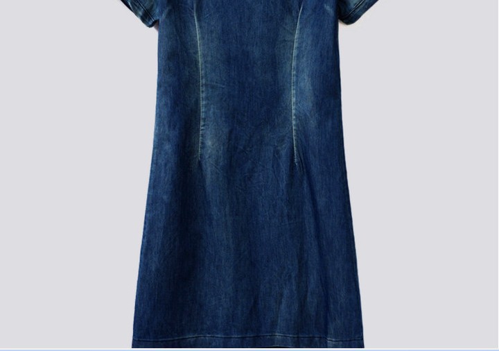 New women's short-sleeved thin denim skirt tide Korean version of the long paragraph casual large size denim dress