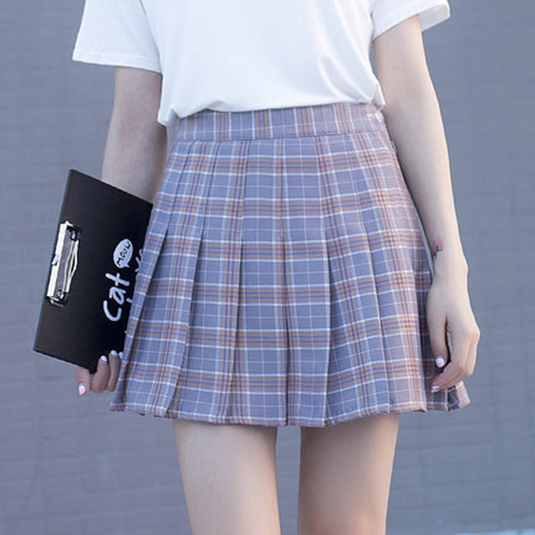 High waist a word skirt college wind skirt pleated skirt