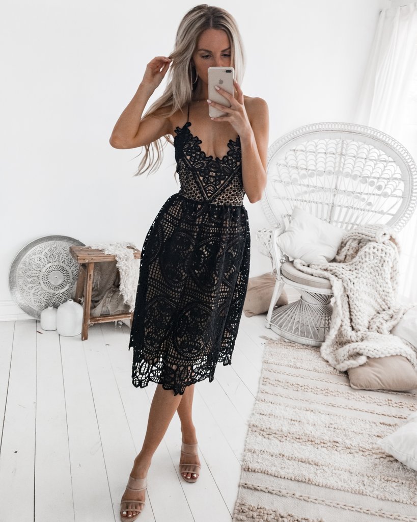 Sling lace halter dress