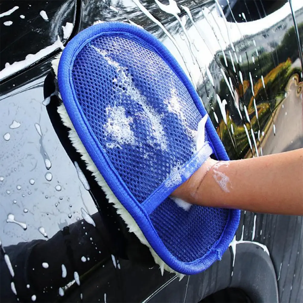 Car type soft hair wash cleaning gloves