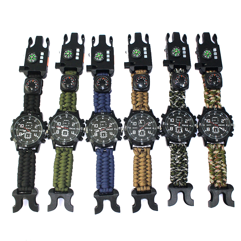 Outdoor camping survival seven core umbrella rope woven watch AK17 multi-function compass survival watch