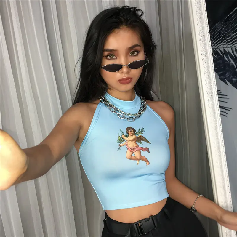 Sexy big backless hanging neck vest female super fire sleeveless tights