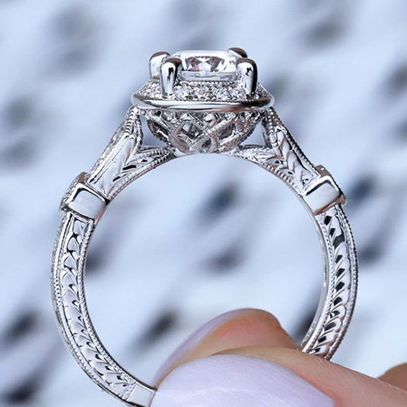 Wish new Europe and America diamonds heart and arrow zircon ring Simple fashion women's ring travel commemorative hand jewelry