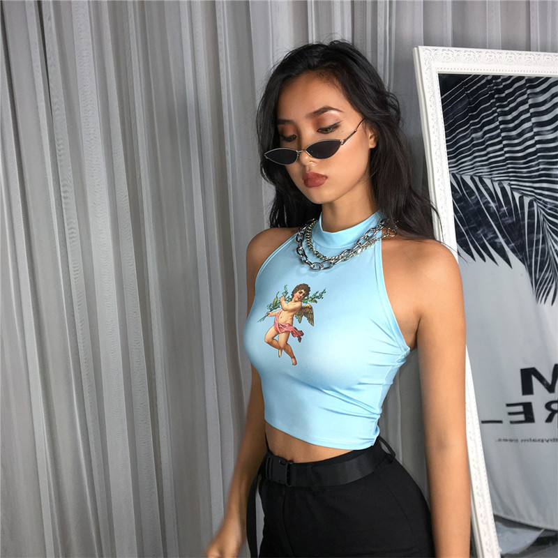 Sexy big backless hanging neck vest female super fire sleeveless tights