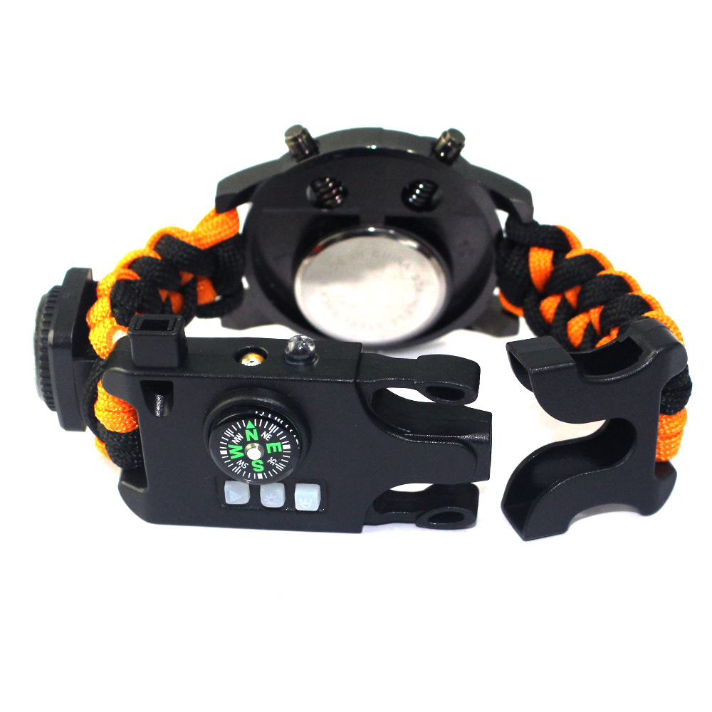 Outdoor survival nylon seven core umbrella rope weaving camping lighting purple light compass survival mountaineering table