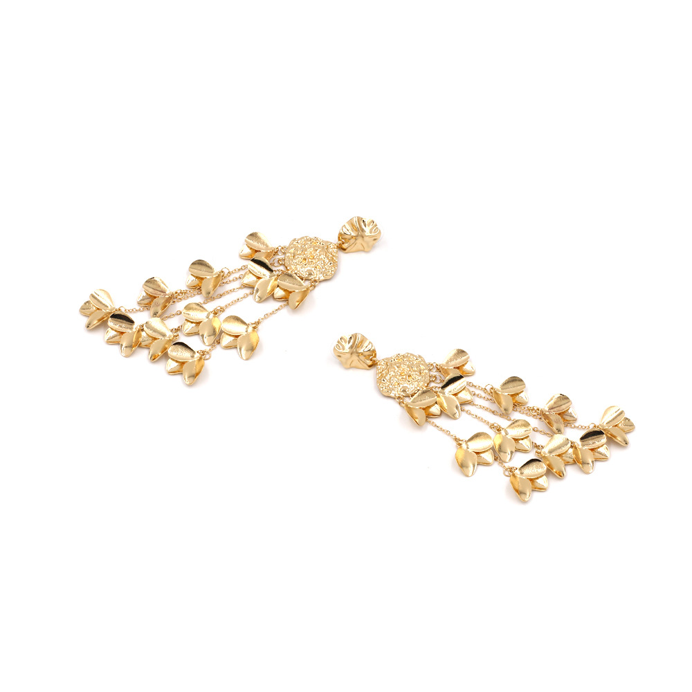 ZA temperament long leaves tassel earrings personality star street beat earrings Europe and America exaggerated temperament hypoallergenic earrings