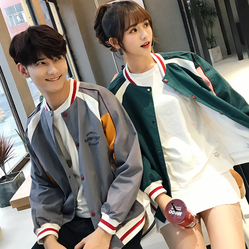 Japanese big code Hong Kong style letter jacket jacket youth loose collar baseball uniform men's single-breasted shirt wholesale