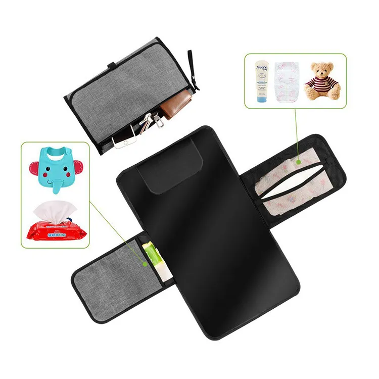 Baby Portable Foldable Washable Compact Travel Nappy Diaper Changing Mat Waterproof Baby Floor Mat Change Play Mat & Storage Bag – image 3