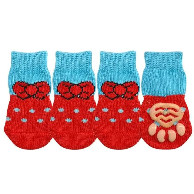 Pet Knit Skid Warm Love Cotton Socks Red - Shop at LoveMi