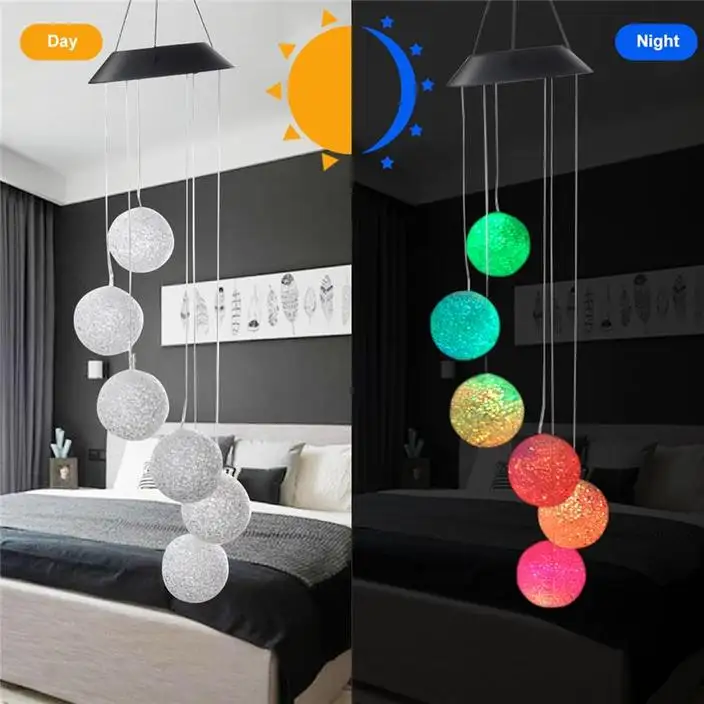 Color Changing Solar Power Wind Chime Crystal