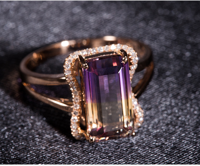 Plated 18k rose gold inlaid zircon opening ring