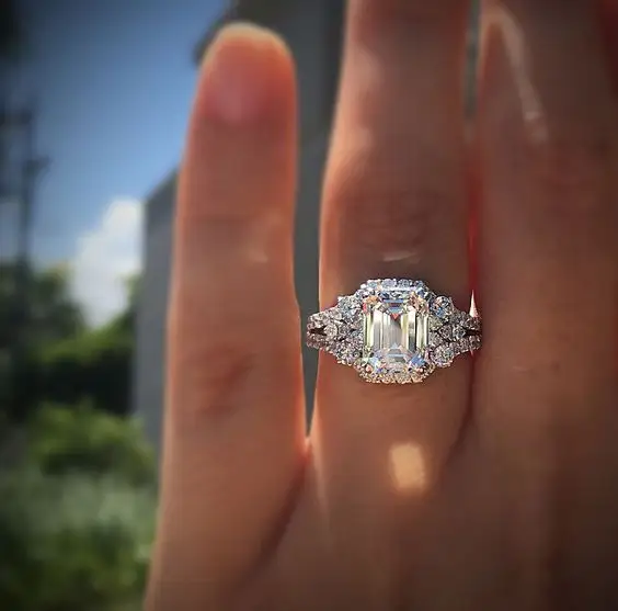 Wish Hot New Princess Square Simulation Diamond Ring Wedding