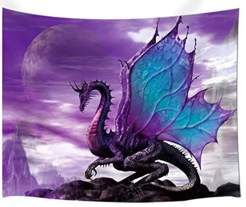 Medieval Fantasy Theme Wall Art Home Decor, Purple Dragon Tapestry Wall Hanging for Bedroom Living Room Dorm 150X230Cm - Shop at LoveMi