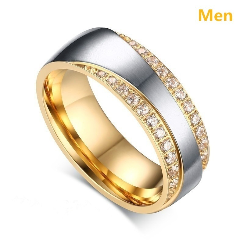 Zircon and European and American fashion men and women couple ring