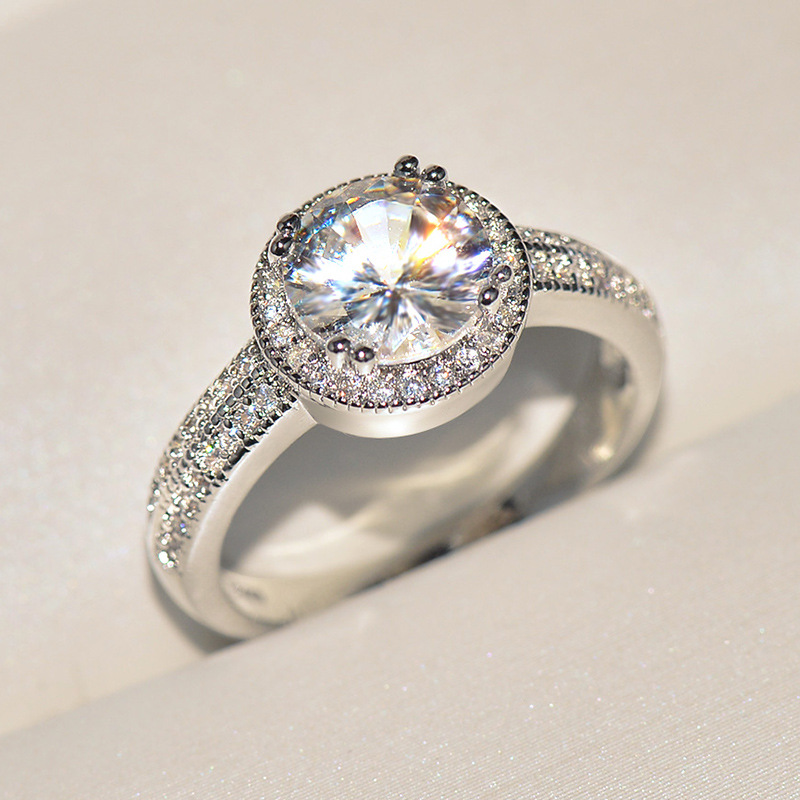 Classic retro unisex full diamond fine set with S925 sterling silver zircon ring factory direct