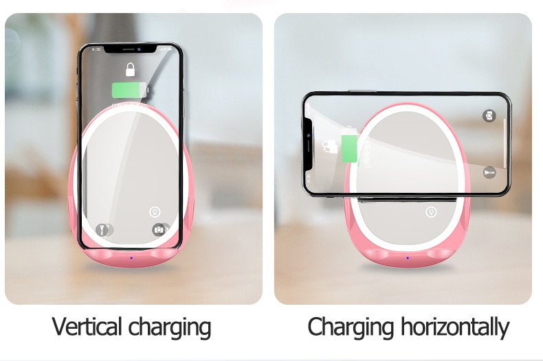 Portable vertical with fill light mirror wireless charger for mobile phone bracket - Image 4