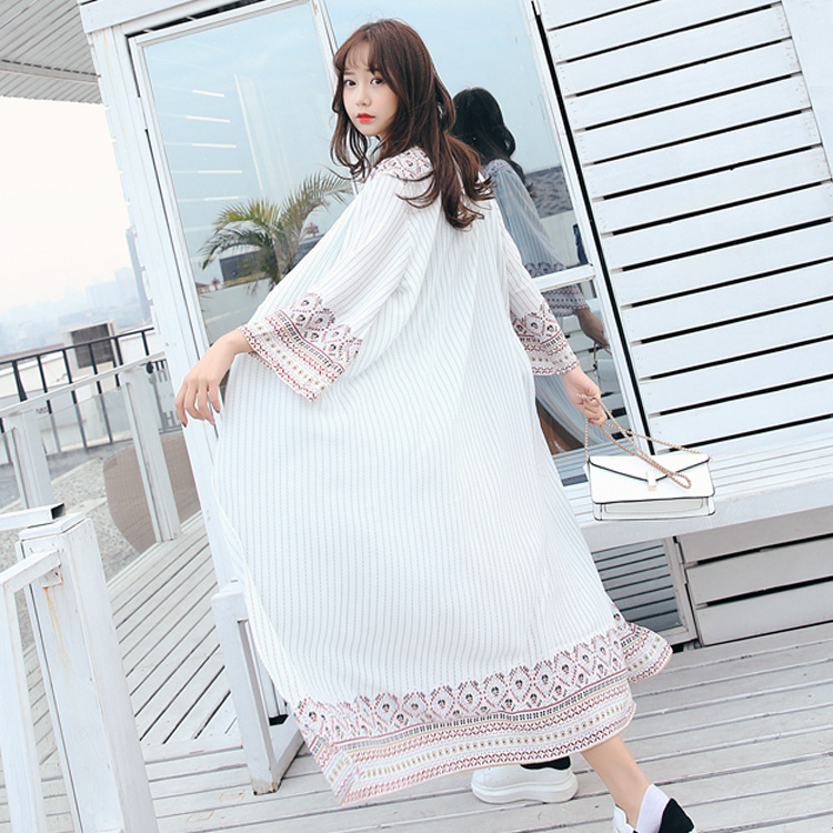 Printed outside large size chiffon cardigan female summer loose long beach sunscreen clothing thin shawl