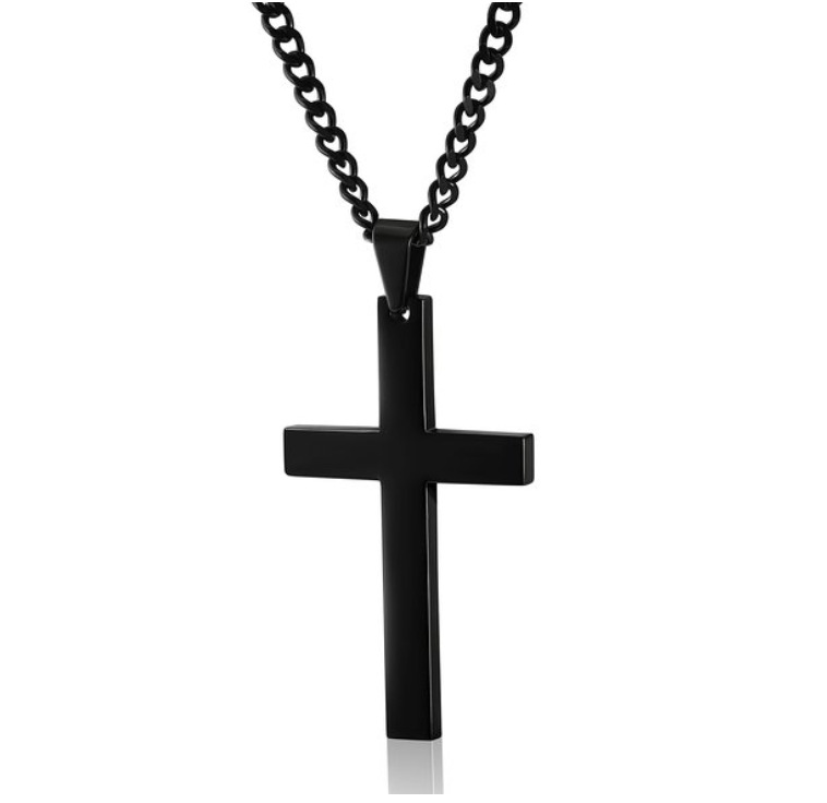 Titanium steel simple single cross necklace pendant Black - Shop at LoveMi