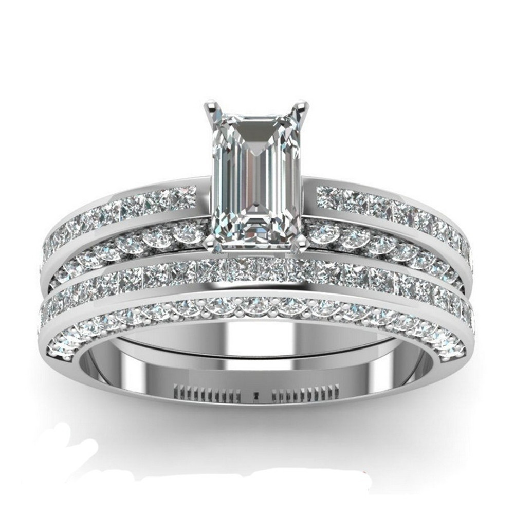 Silver plated zircon ring