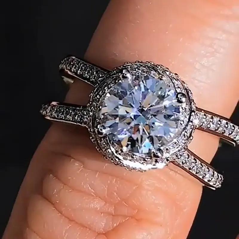 925 Sterling Silver Luxury Bold Big Wedding Rings Set