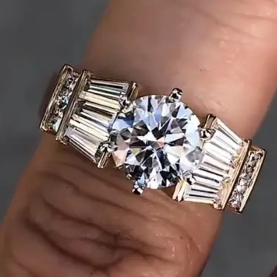 New 3.5 Carat Embroidered Diamond Trapezoidal Rectangular Princess Ring Fashion Engagement Ring