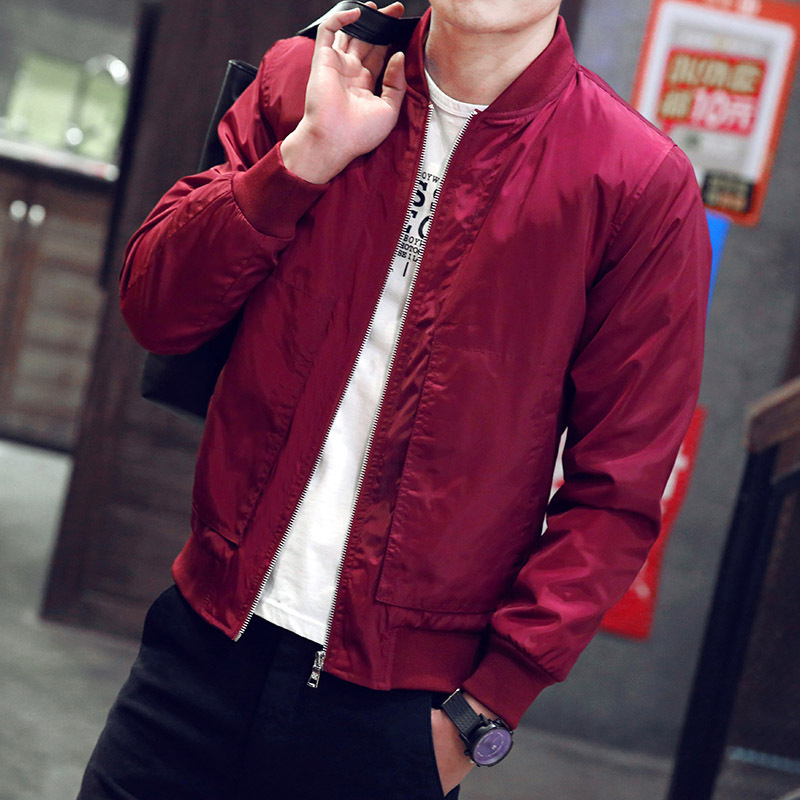 Cross-border for spring and autumn thin men's baseball collar solid color slim jacket large size casual wild jacket men