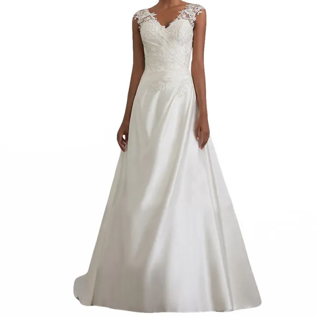 One shoulder V neck fishtail lace trailing wedding dress White - Shop at LoveMi