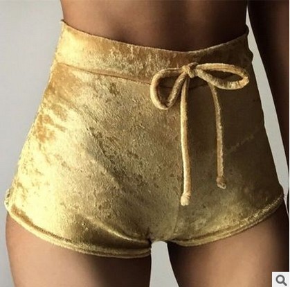 Flannel elastic tie with pleated shorts Yellow - Shop at LoveMi