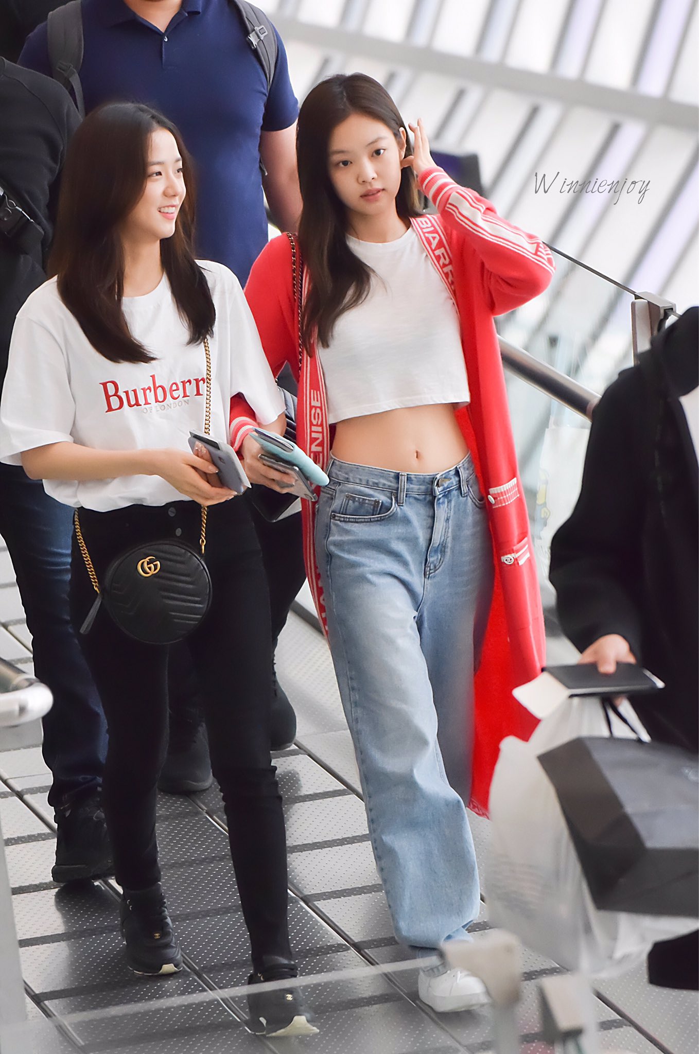 Blackpink Jennie Kim Chi-ni''s same washable light-coloured retro-style loose-legged jeans