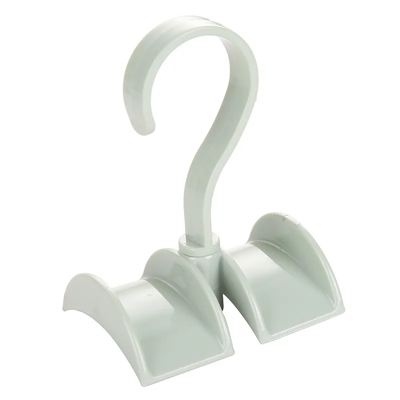 Wardrobe closet rotatable double bag hook - Green