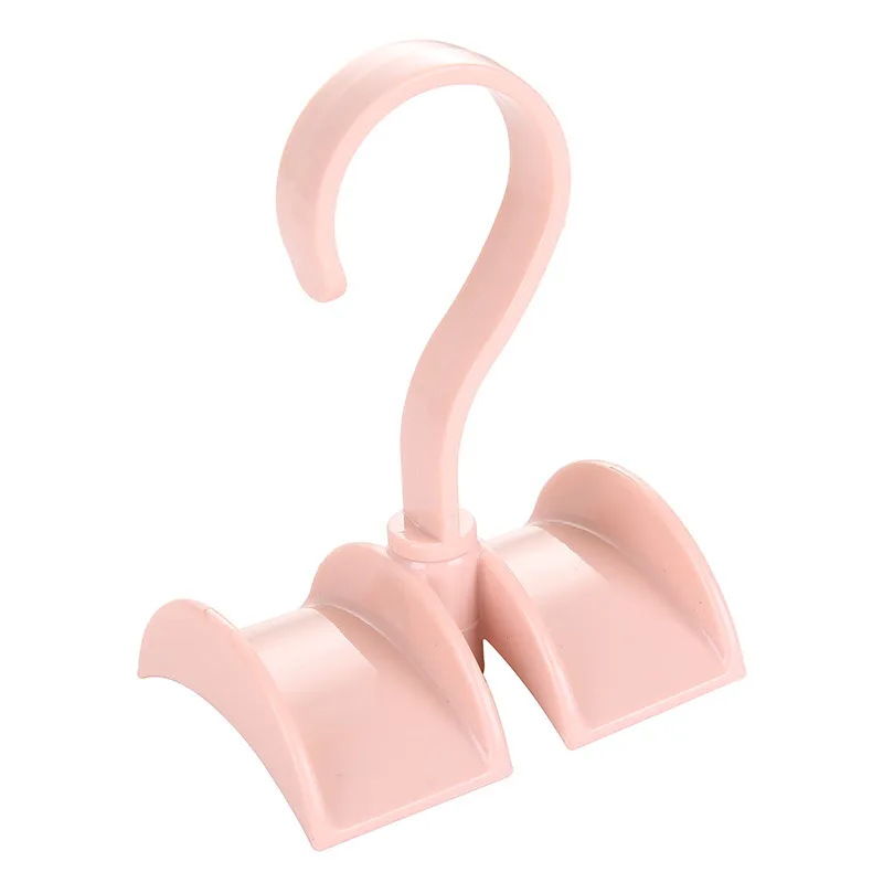 Wardrobe closet rotatable double bag hook - Pink