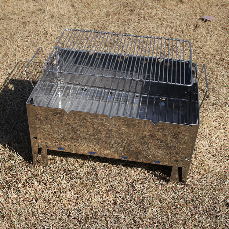 Outdoor portable charcoal grill outdoor household portable stove black steel oven box type stove burning picnic tools wholesale