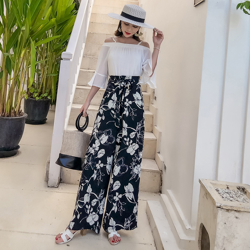 Large size bohemian wide-leg pants seaside beach pants trousers travel wear