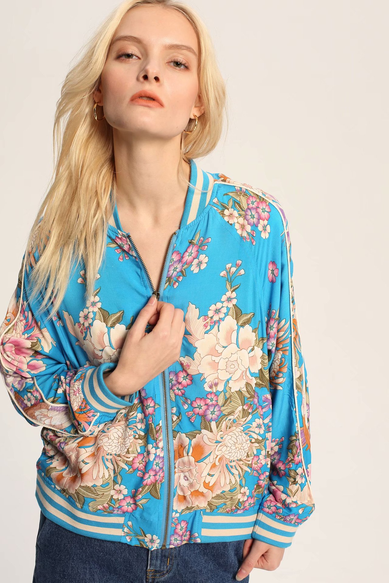 spring and summer new European station cotton positioning printing jacket ladies printing jacket YUP8269