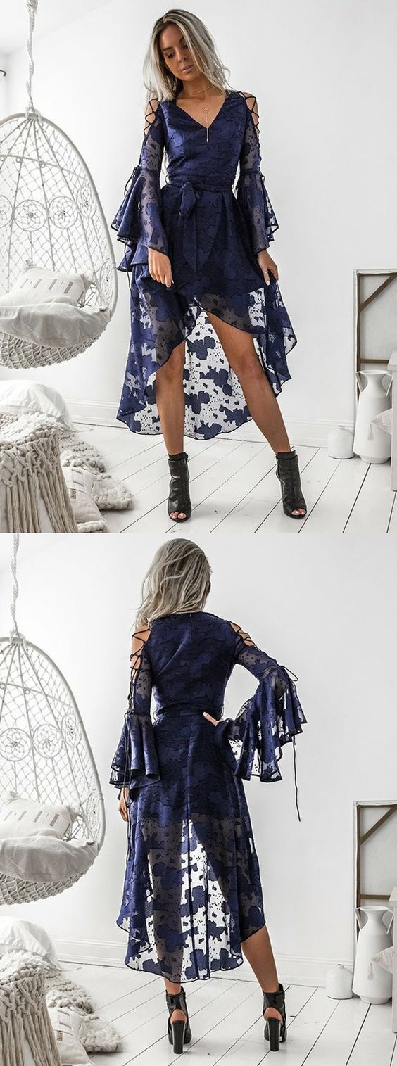 Explosive sexy V-neck lace strap dress