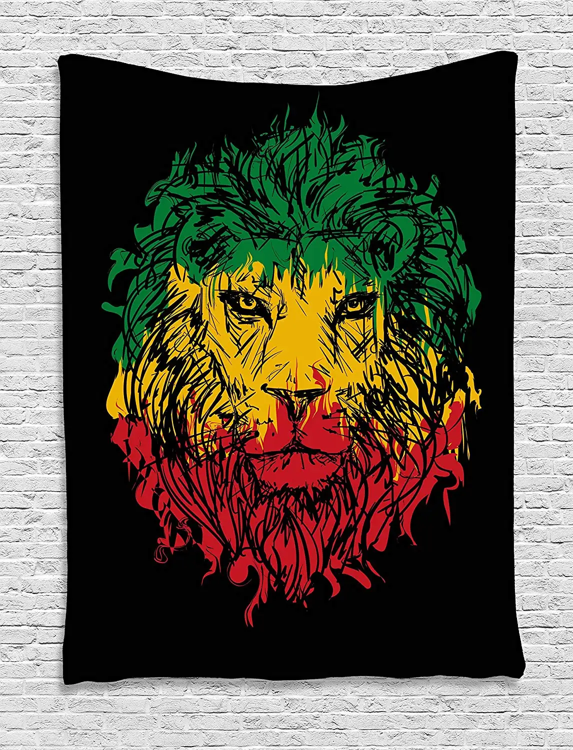 Calico lion headband black background wall hanging