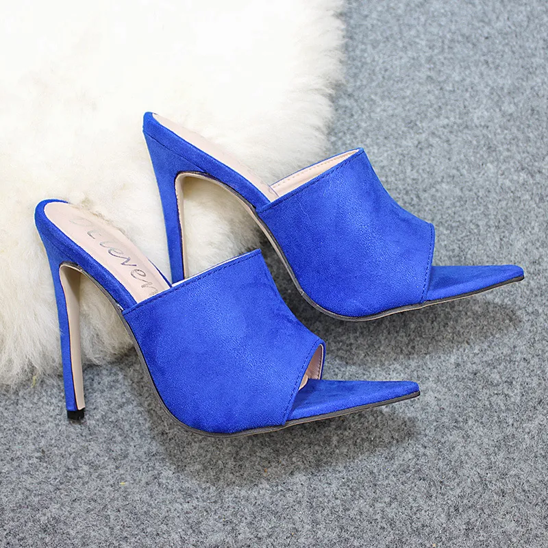 Women's Sandals And Slippers Early Autumn New Fish Mouth Pointed Sexy High Heels - Blue