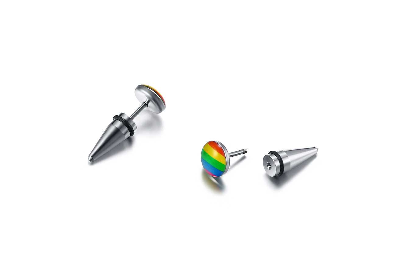 European and American style stainless steel rainbow earrings