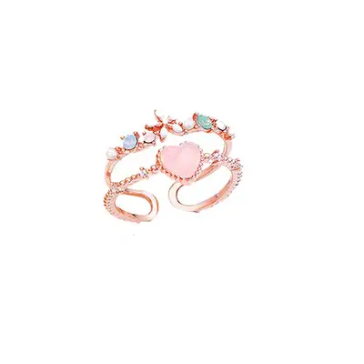 Small flower moon ring Sen girl heart crystal flower index finger ring