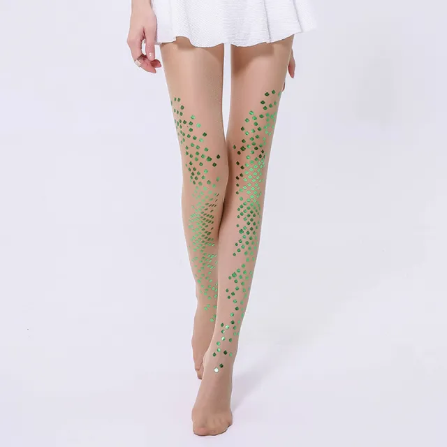 Women Sexy Shiny Pantyhose Chic Glitter Scale Elastic Thin Sequined Fashion Tights Gauze Nylon Mermaid Stockings Trendy (China) Grass Green Scales - Shop at LoveMi