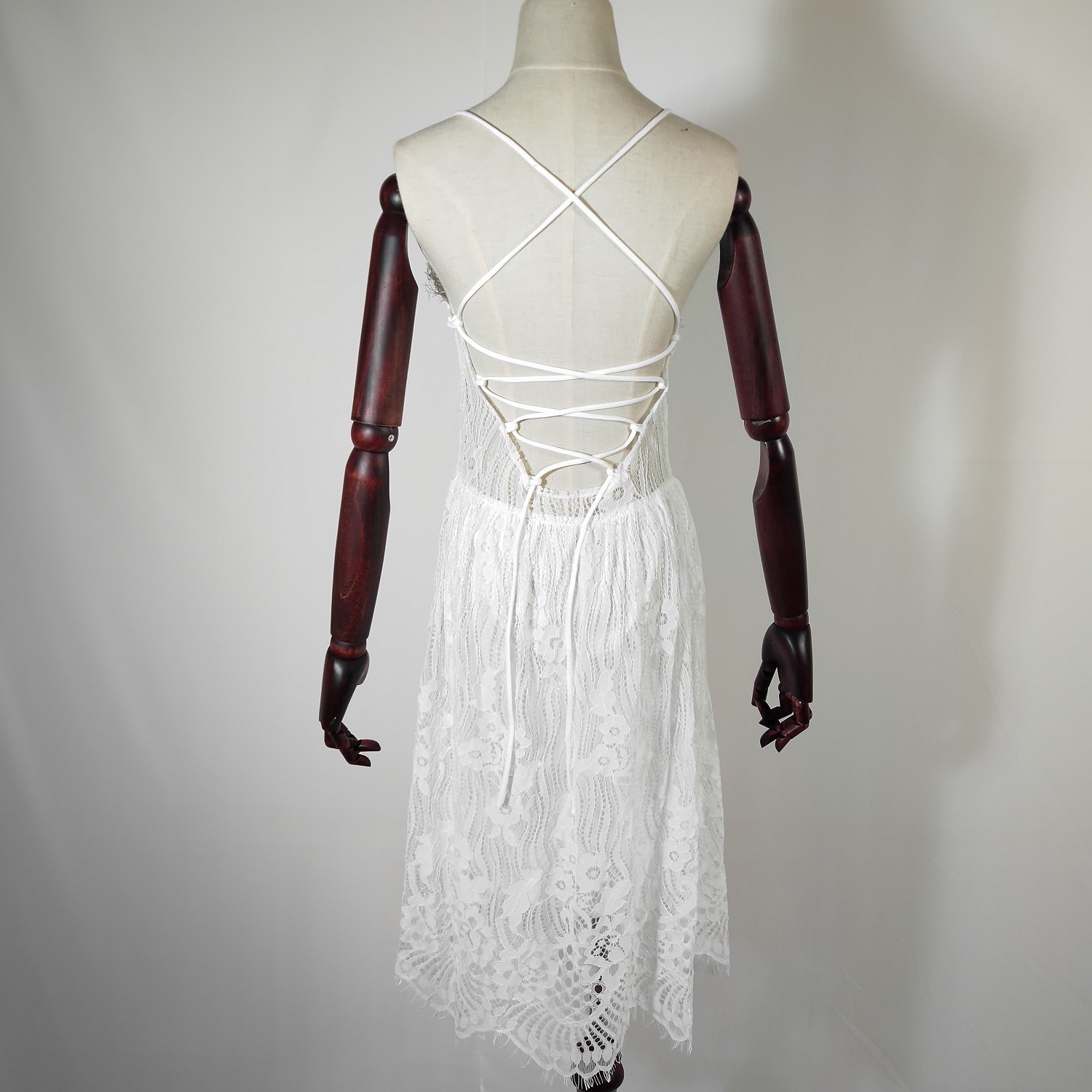 Wholesale AliExpress Women's New V-neck Halter Lace Sleeveless Off-Shoulder Fishtail Dress Spring and Summer Halter Womenswear