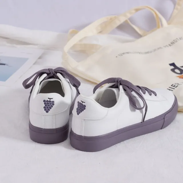 Spring new Korean version of the wild white shoes female strawberry retro port wind shoes students ins sneakers Purple - Shop at LoveMi