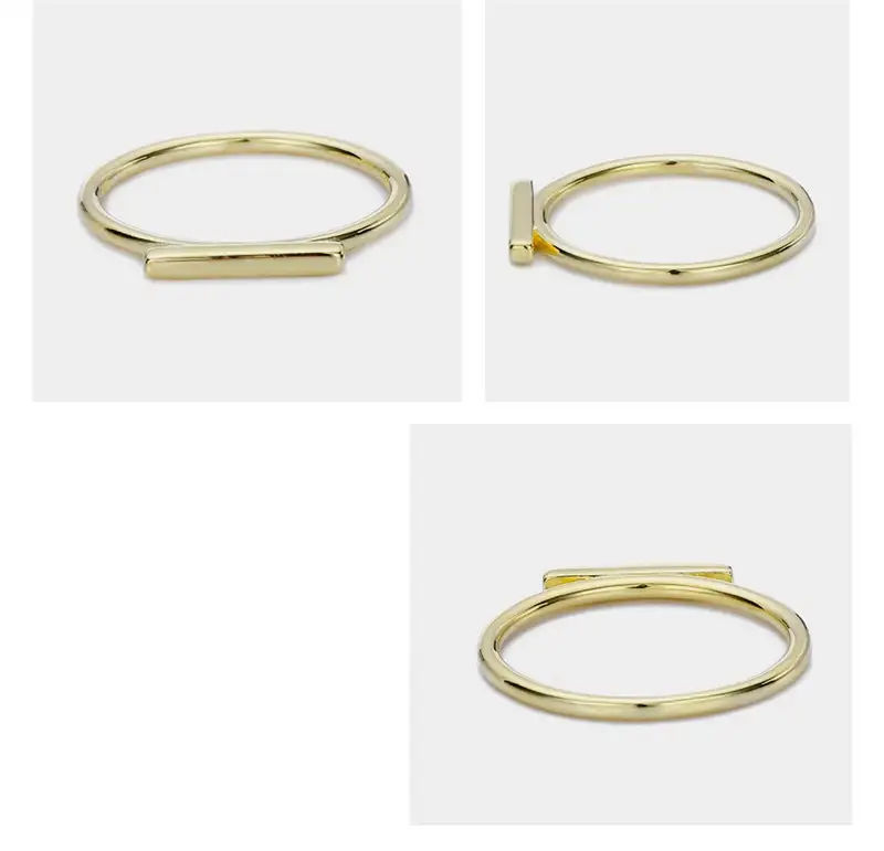 Pure 925 Silver Rings For Women Geometric Stick Simple Ring Office Simple Design Trendy Jewelry Party Gift Accessory
