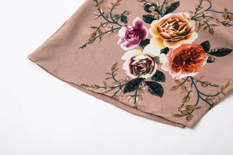 European and American fashion style retro trend flower pattern print sexy backless jumpsuit