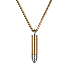 Titanium steel jewelry domineering couple models bullets cross necklace - Golden - View 1