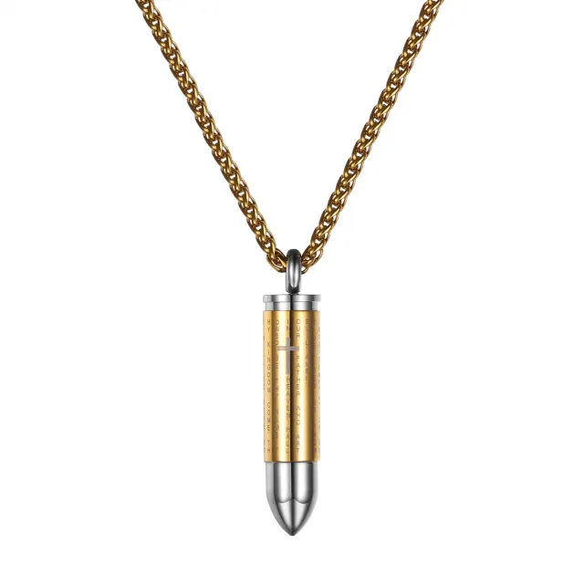 Titanium steel jewelry domineering couple models bullets cross necklace Golden - Shop at LoveMi