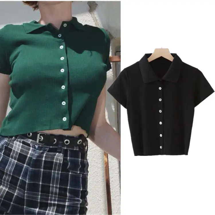 spring and summer Song Zuer white short short-sleeved cardigan Slim was thin European and American solid color short-sleeved t-shirt women wholesale