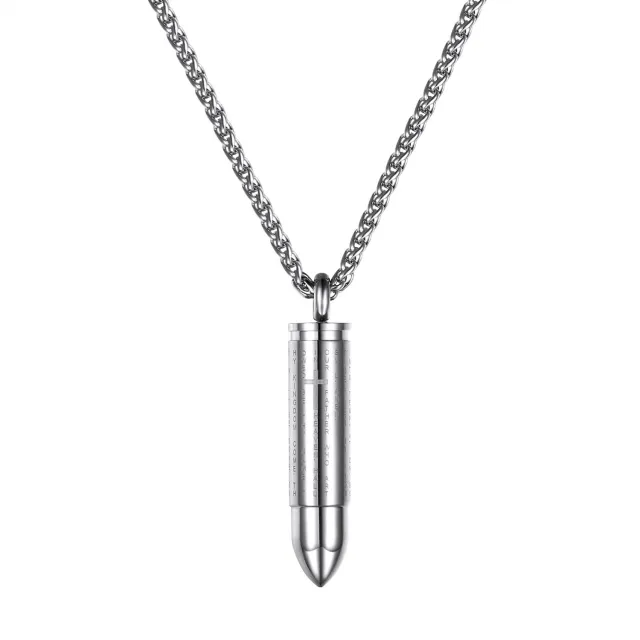 Titanium steel jewelry domineering couple models bullets cross necklace Steel Color - Shop at LoveMi