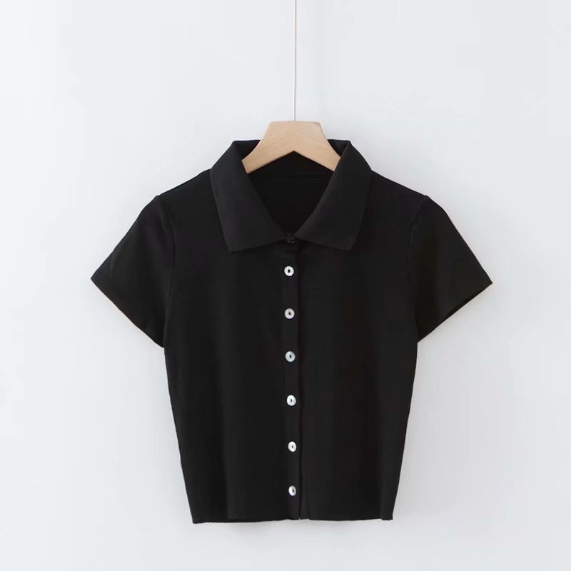 spring and summer Song Zuer white short short-sleeved cardigan Slim was thin European and American solid color short-sleeved t-shirt women wholesale